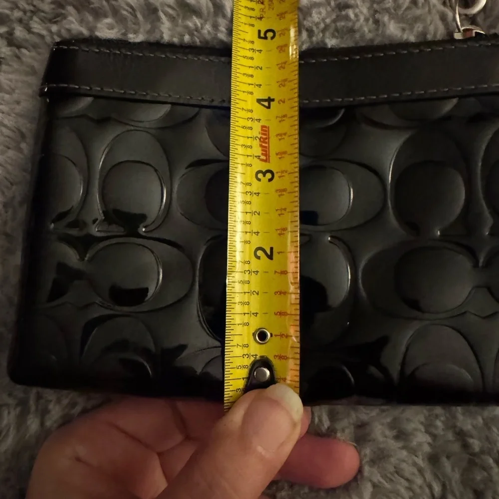 COACH Y2K Black Patent Leather Embossed Wristlet